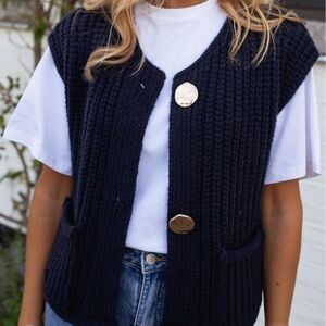 Women's Sleeveless Cropped Knit Cardigan 2025 Casual Button Down Crochet Sweater